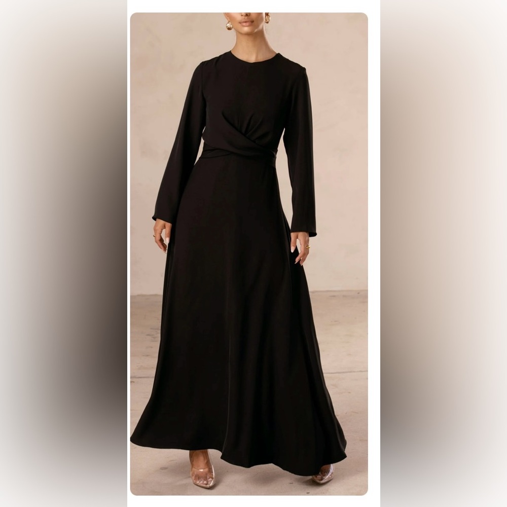 Veiled Collection Black Cross Wrap Front Maxi Dress